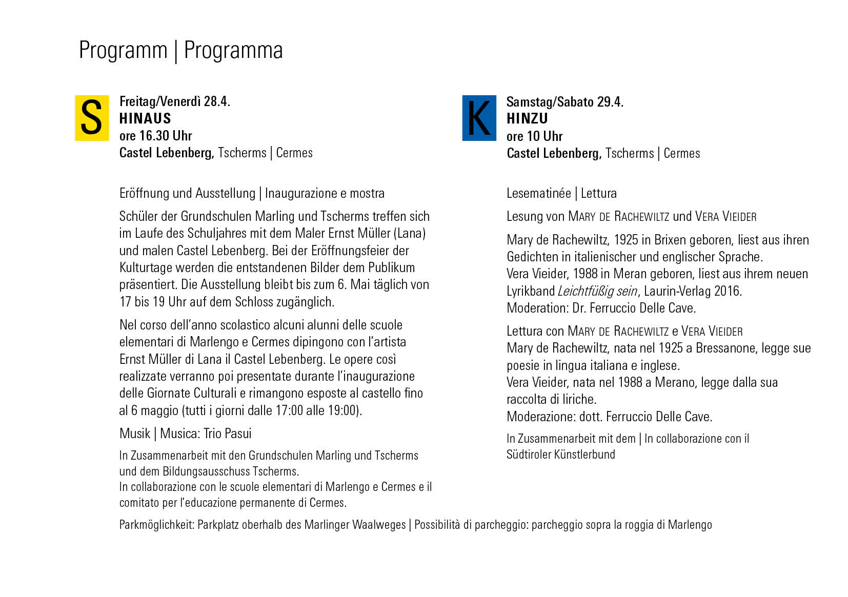 Kulturtage marling Programm 20172
